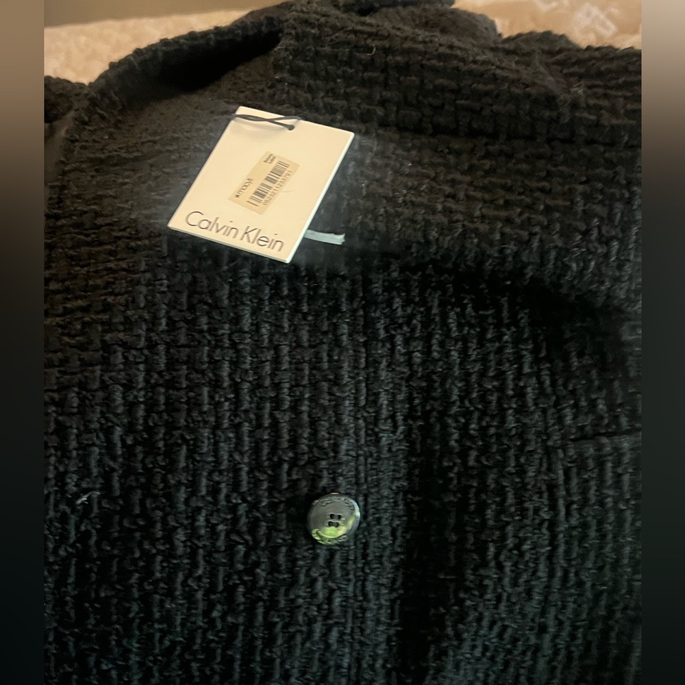 🆕 Calvin Klein Women's Black Basket woven Coat - Picture 14 of 17